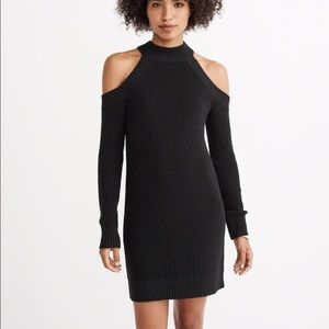 Dark Blue Knit Cold Shoulder Dress